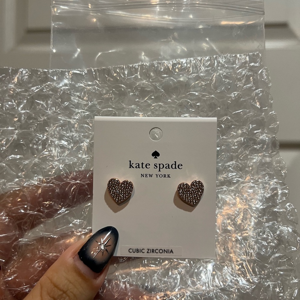 Kate Spade Silver Heart Stud Earrings - Picture 9 of 9